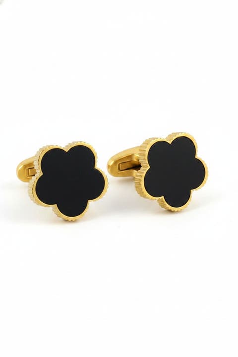 Noir Mother Of Pearl Clover Cufflinks