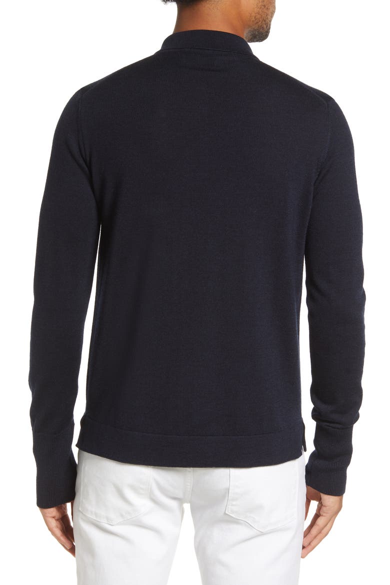 Brutus Long Sleeve Wool & Lyocell Polo, Alternate, color, NAVY