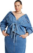 ELOQUII Denim Jacket With Cinched Waist