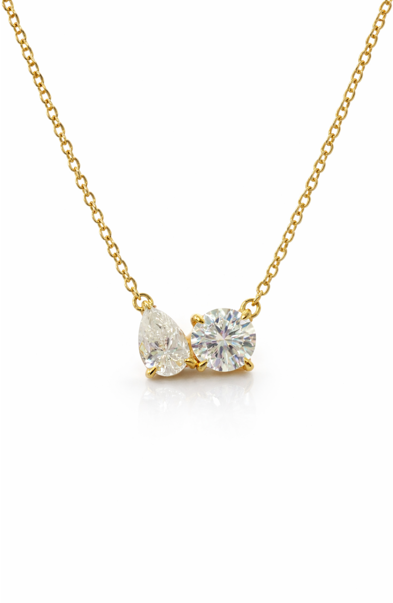 DLORIA 2 ct. t.w. Toi et Moi Moissanite Necklace (Pear & Round-Cut, Color D, FL Clarity) in Gold Vermeil, Alternate, color, Gold