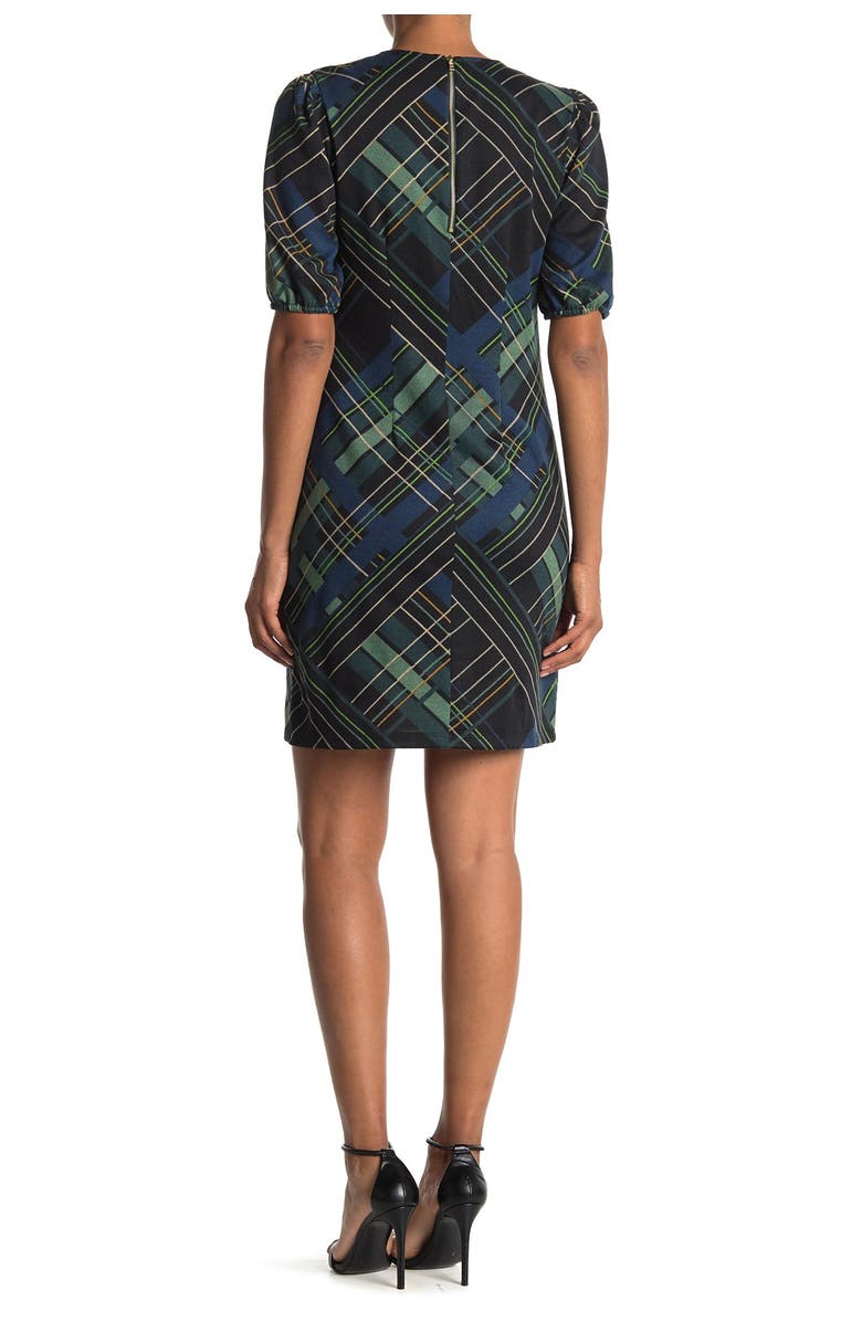London Times Plaid Print Novelty Sweater Dress, Alternate, color,