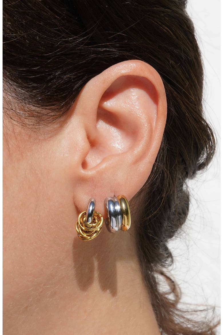 Mini Blunt Mixed Hoop Earrings, Alternate, color, GOLD