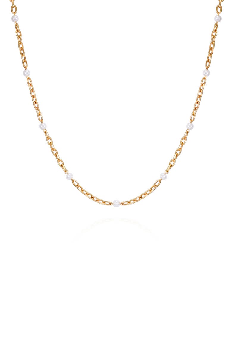 Vince Camuto Imitation Pearl Convertible Chain Necklace, Main, color, 