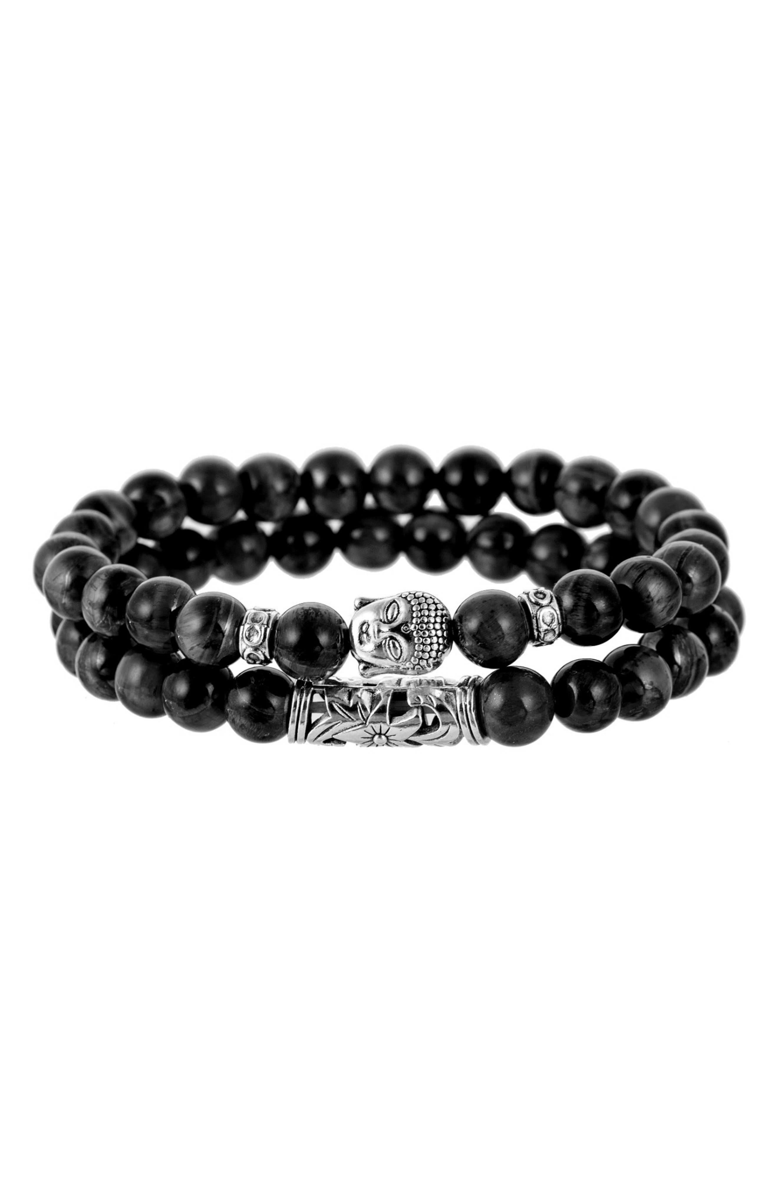 EYE CANDY LOS ANGELES Men's Set of 2 Buddha Beaded Bracelets