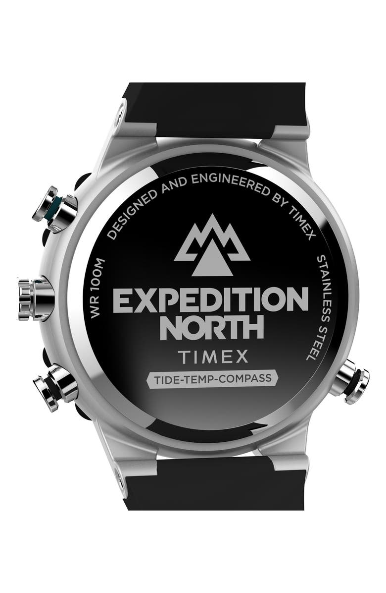 Timex<sup>®</sup> Expedition North<sup>®</sup> Tide-Temp-Compass Chronograph Silicone Strap Watch, 45mm, Alternate, color, Black