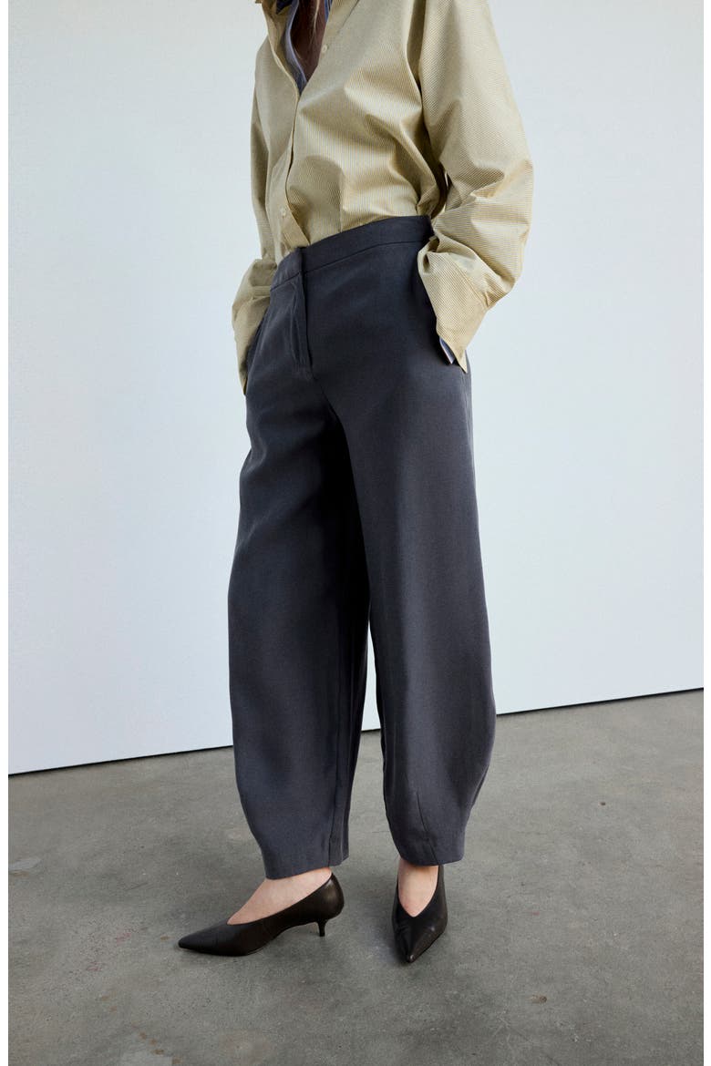 Modal Blend High Rise Balloon Hem Pants, Alternate, color, CHARCOAL
