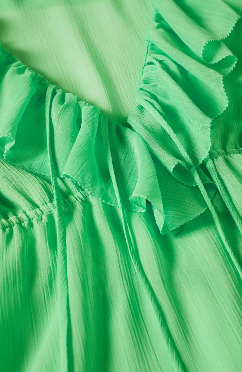 MANGO Ruffle Neck Sheer Blouse, Alternate, color, 