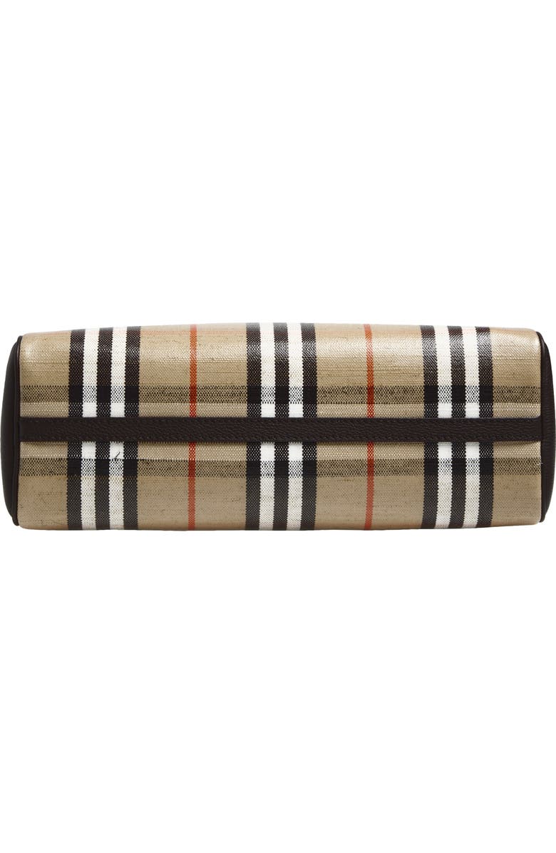 Burberry Medium Highlands Check Leather Bowling Bag, Alternate, color, Sand