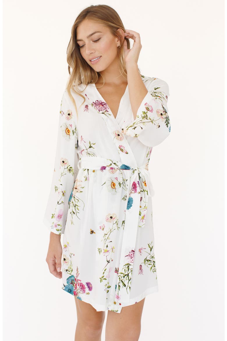 Floral Print Short Robe, Alternate, color, SIREN SONG