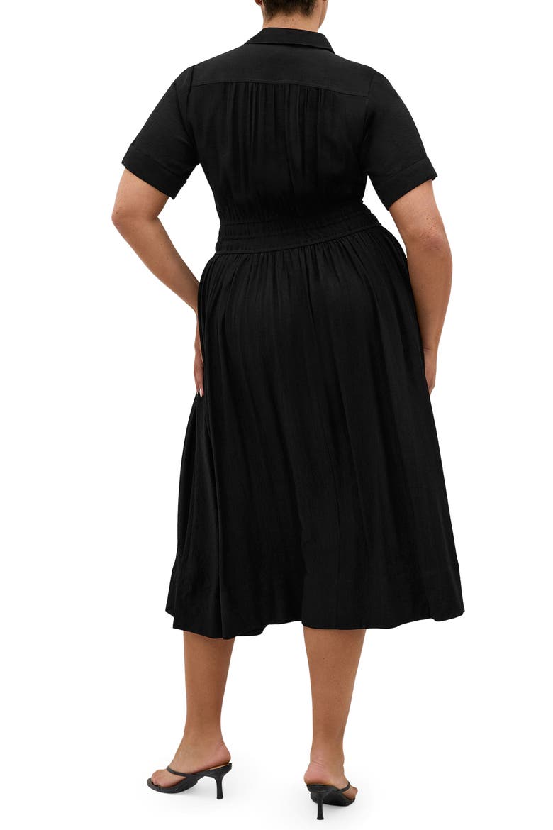Aria Tie Waist Shirtdress, Alternate, color, BLACK