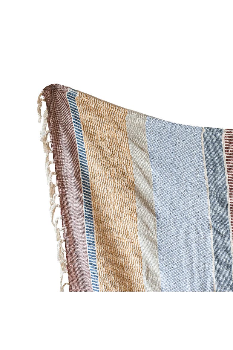 Hand Woven Throw Blanket Red Multi Color Cotton, Alternate, color, Red