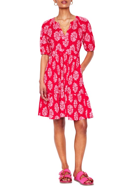 Shop Boden Piper Floral Short Sleeve Cotton Blend Jersey Dress