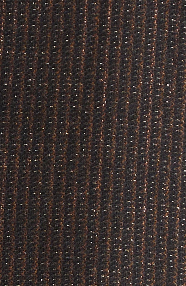 AMIRI Lurex Stripe Double Breasted Blazer, Alternate, color, Dark Brown