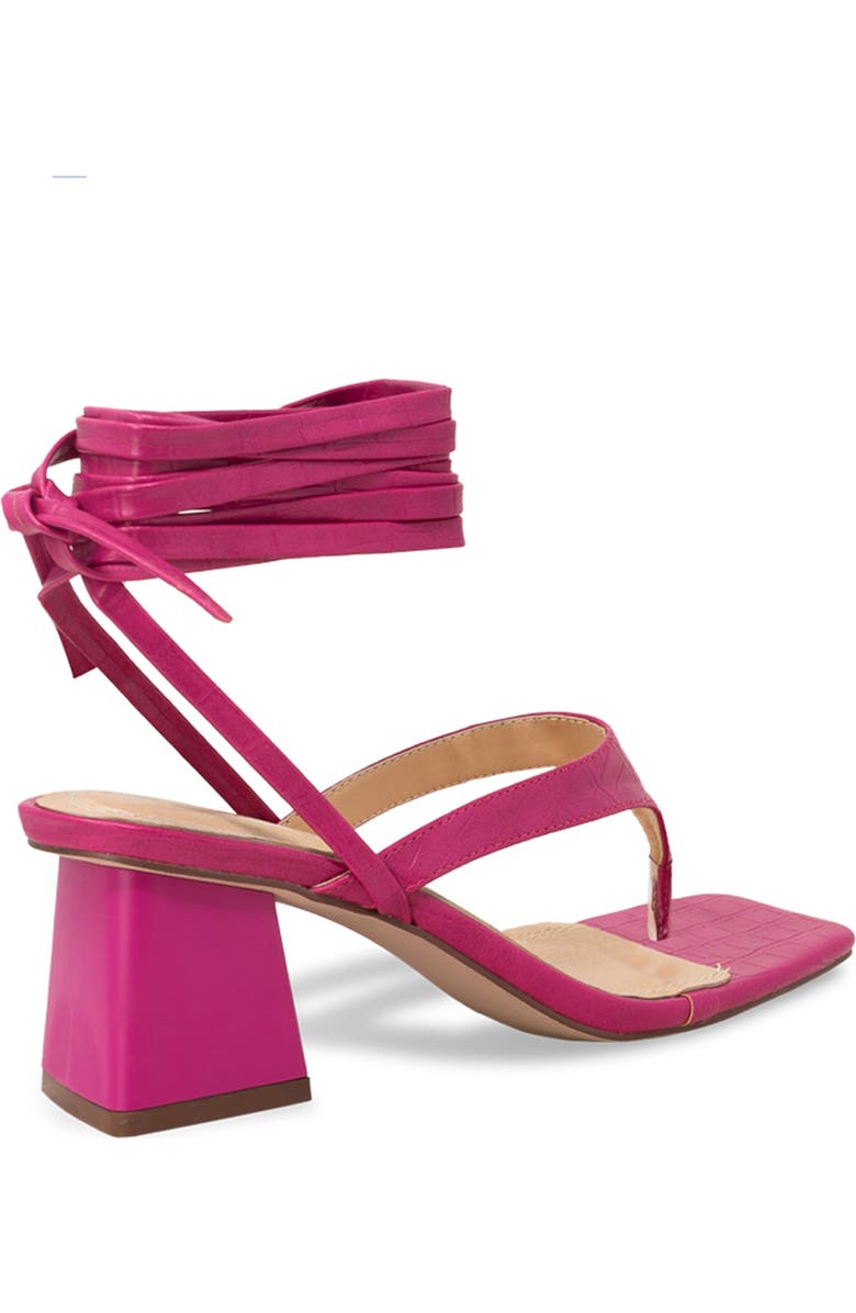 CHASE AND CHLOE Ankle Wrap Block Heel Sandal, Alternate, color, Fuchsia Croc