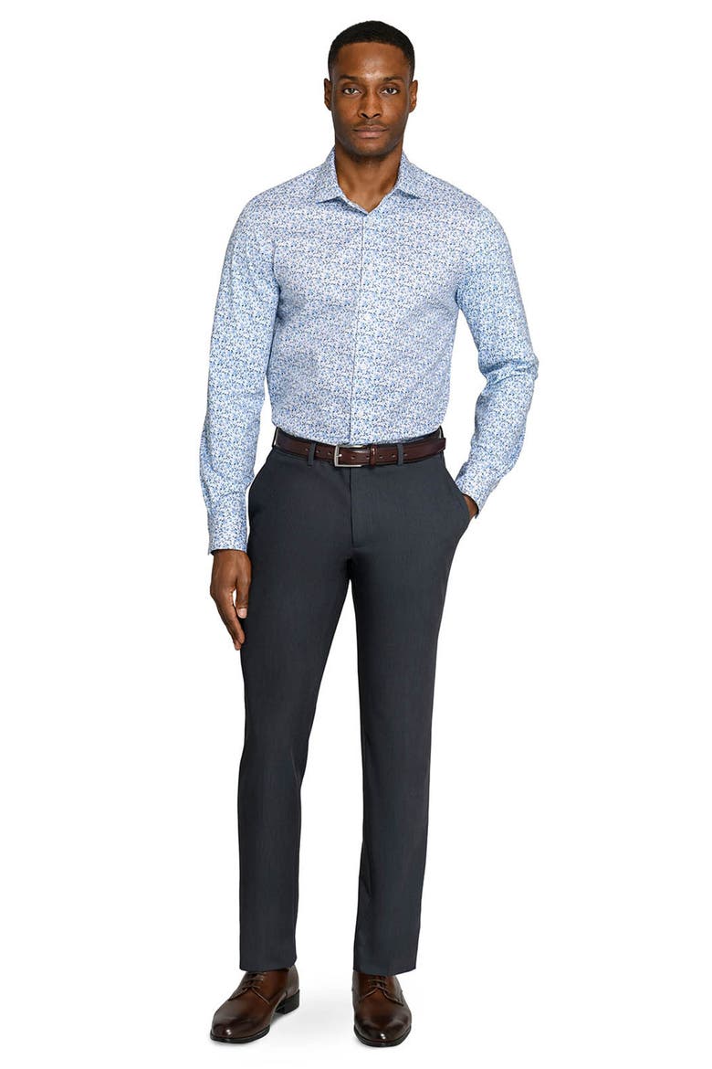Slim Fit Floral Stem Reworked Button-Up Shirt, Alternate, color, WHITE/ BLUE