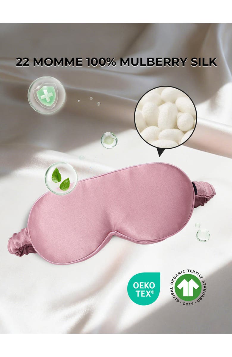 SILKSILKY 22 Momme Mulberry Silk Upgraded 3D Adjustable Eye Mask, Alternate, color, Palemauve