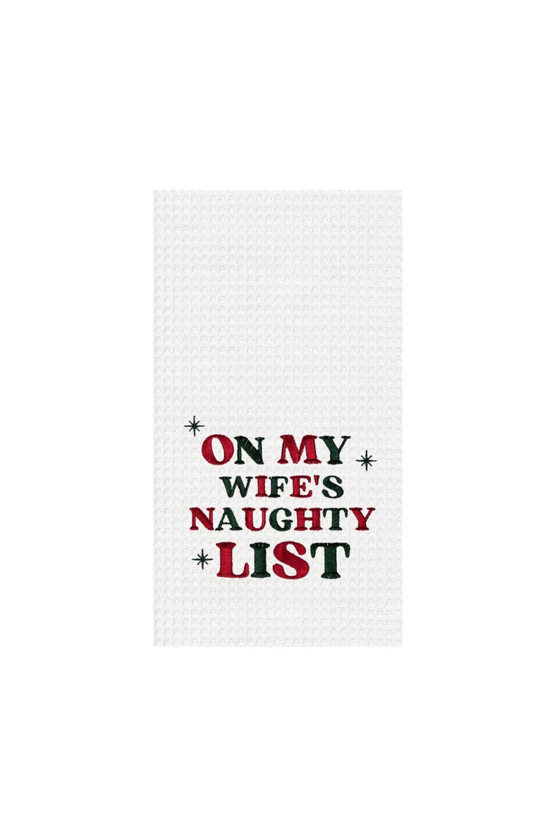 Wife's Naughty List Christmas Towel, Main, color, Green