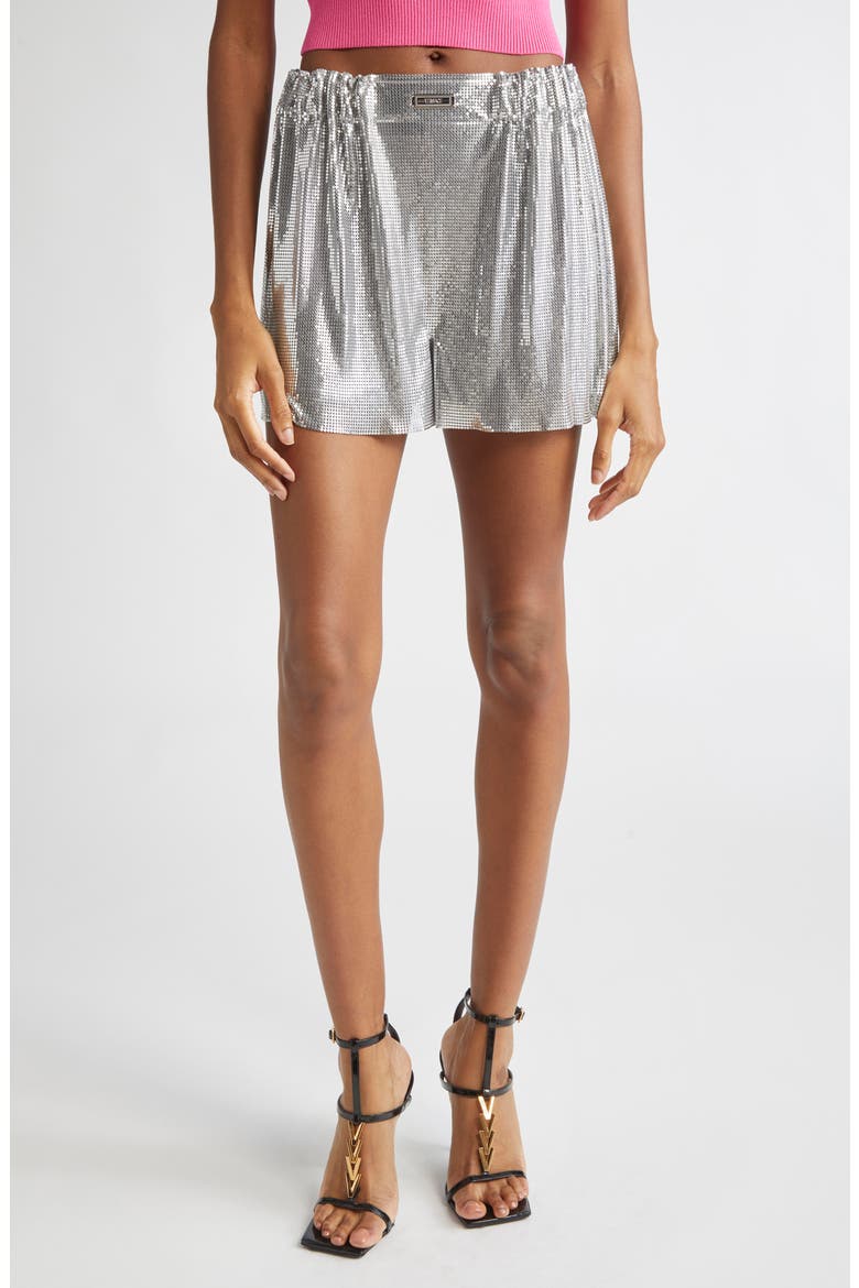 Metal Mesh Shorts, Main, color, SILVER