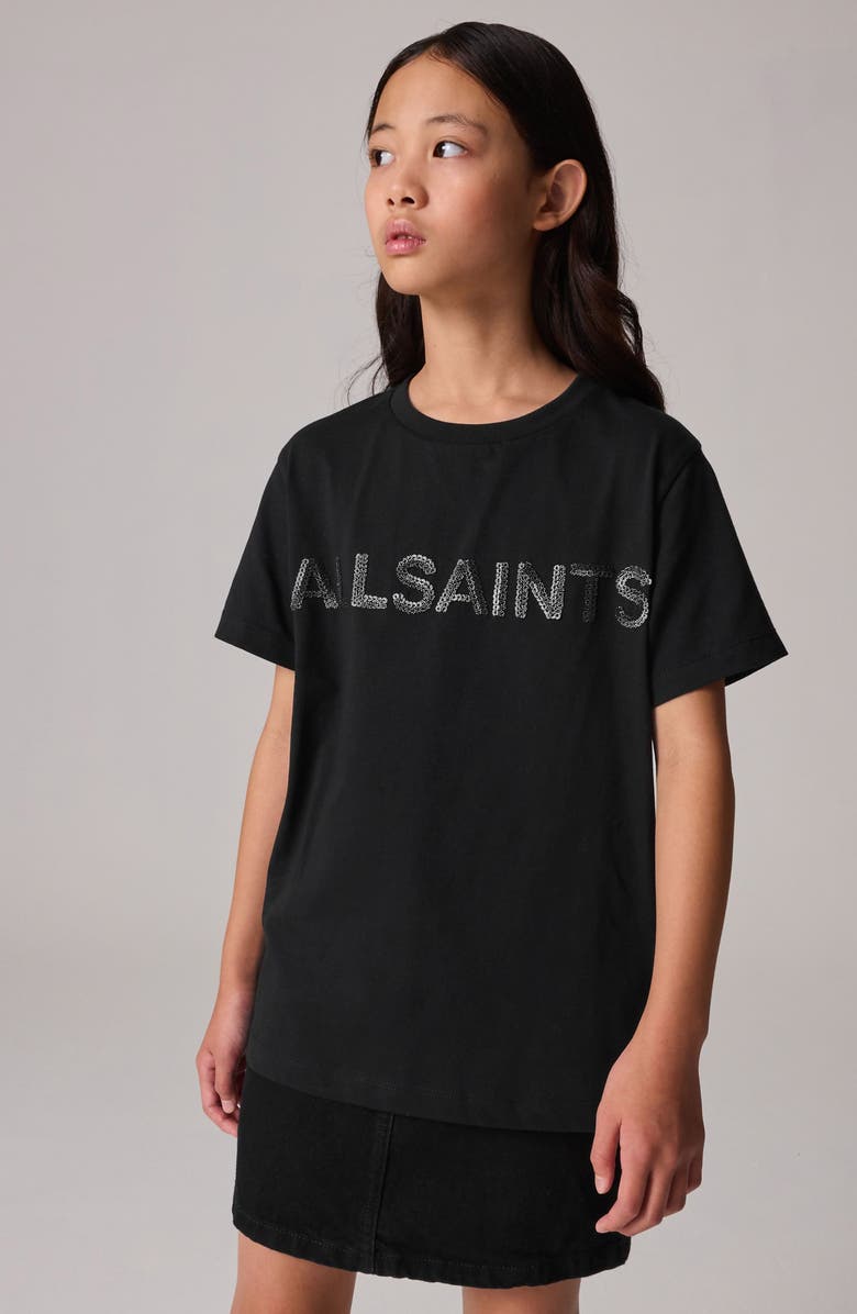 smALLSAINTS by ALLSAINTS Kids' Sequin Logo Cotton Graphic T-Shirt, Alternate, color, 