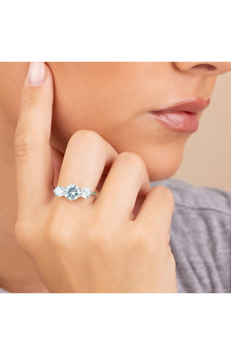 Sterling Forever Nia 3-Stone Cubic Zirconia Ring, Alternate, color, Silver