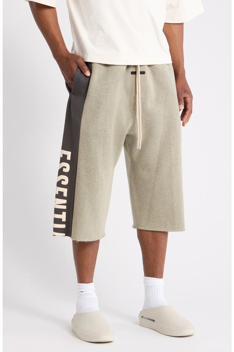 Panelled Raw Cut Off Sweatpants, Main, color, SEAL HEATHER/ IRON GREY