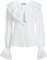 KOBI HALPERIN Arielle Lace Trim Ruffle Pullover Top