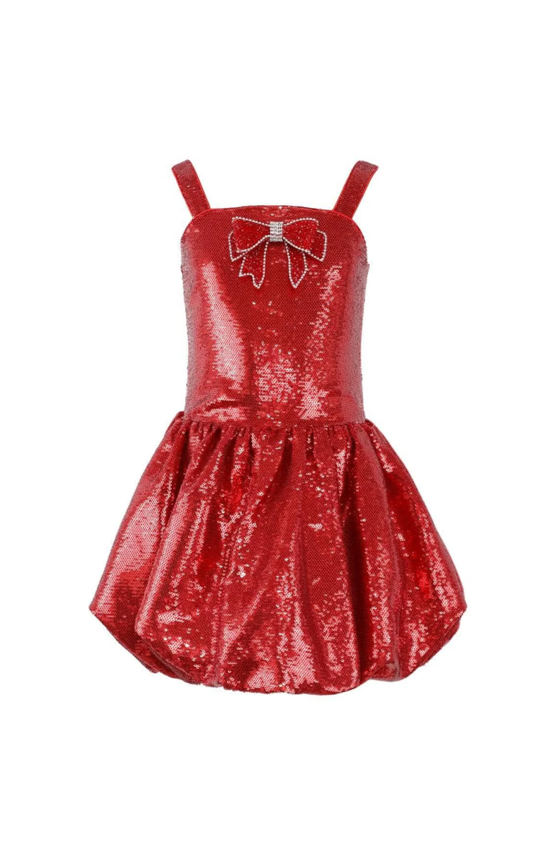 Lola + The Boys Sequin Bubble Dress, Main, color, Red
