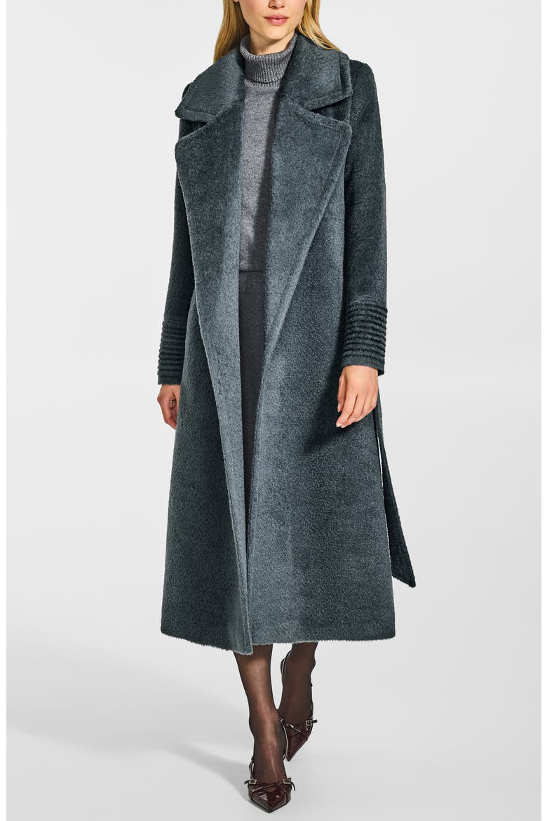 Bouclé Wool & Alpaca Blend Wrap Coat, Alternate, color, GRAPHITE