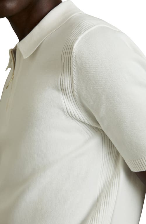 Reiss White Berkley Cotton Half-zip Knitted Polo Shirt In White