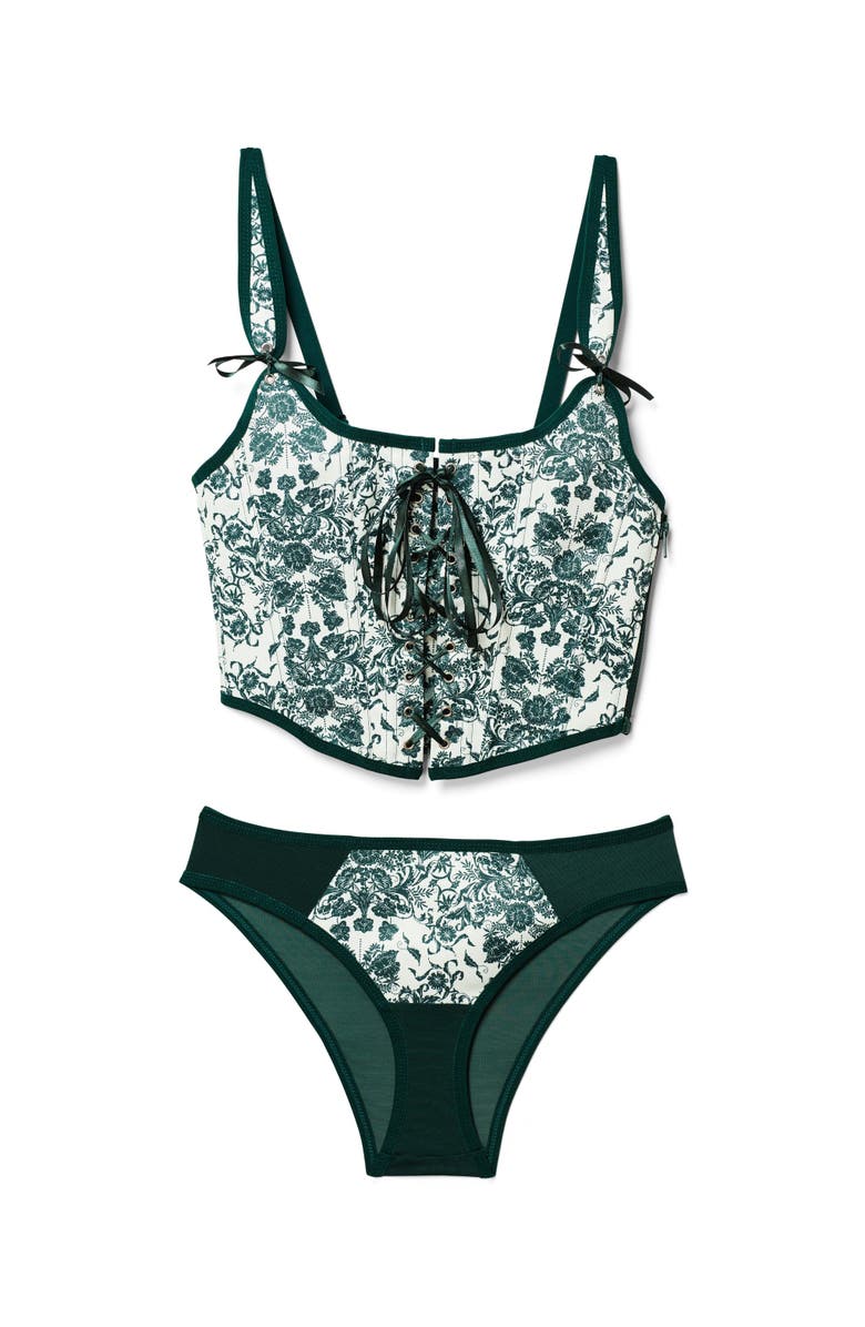 Adore Me Alex Corset & Panty Set, Alternate, color, Geo Blue