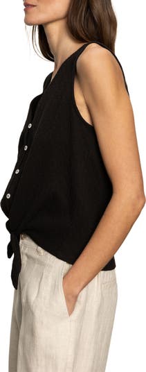 売れ筋商品|||サンクチュアリー カットソー トップス レディース Women's Vacation Tie-Front Button-Up Vest Black Sanctuary Vacation Textured Tie Front Button-Up Tank | Nordstrom