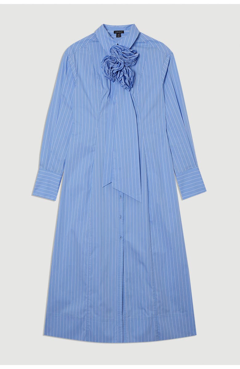 Karen Millen Rosette Woven Shirt Maxi Dress, Alternate, color, Blue