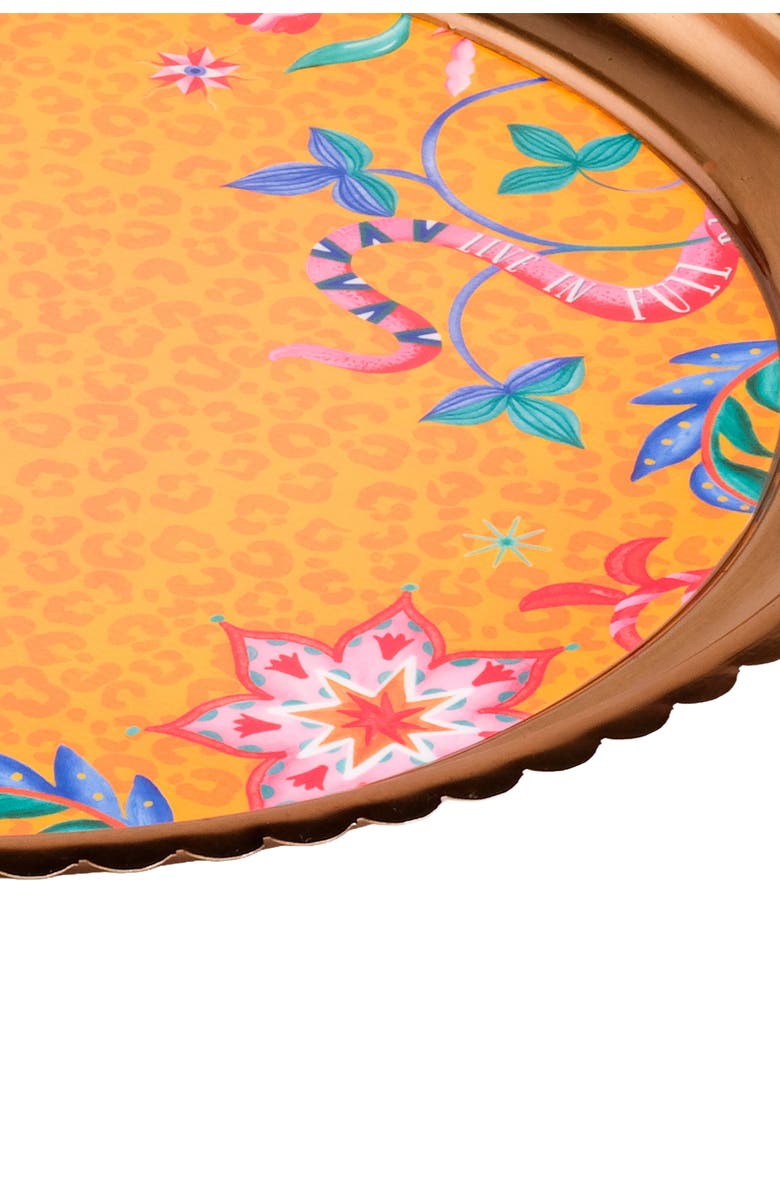 Zsa Zsa Zsu Nanpur Patterned Round Metal Decorative Tray 7X7 In, Alternate, color, Orange