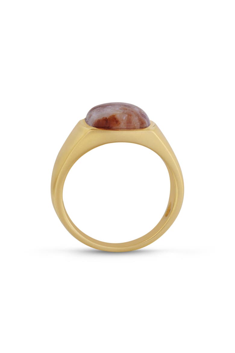Red Lace Agate Iconic Sterling Silver Men Signet Ring, Alternate, color, 14KT Gold Vermeil on Sterling
