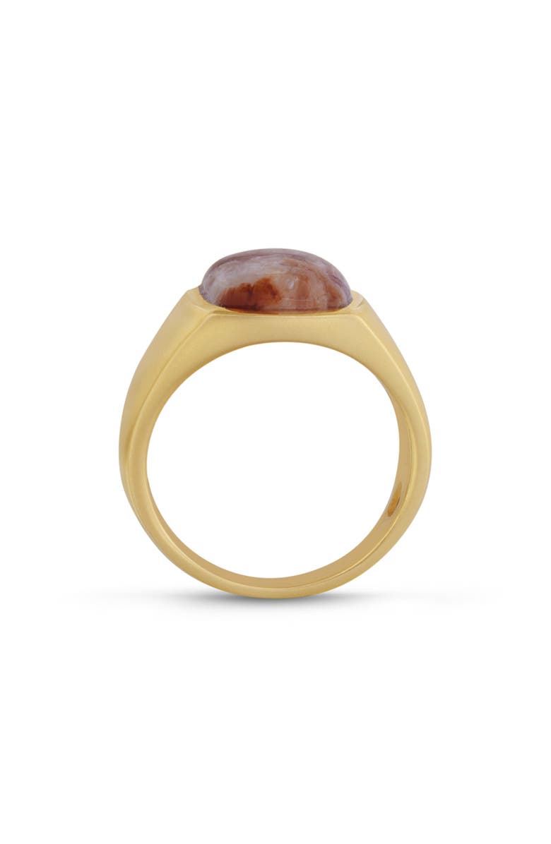 LuvMyJewelry Red Lace Agate Iconic Sterling Silver Men Signet Ring, Alternate, color, 14Kt Gold Vermeil On Sterling