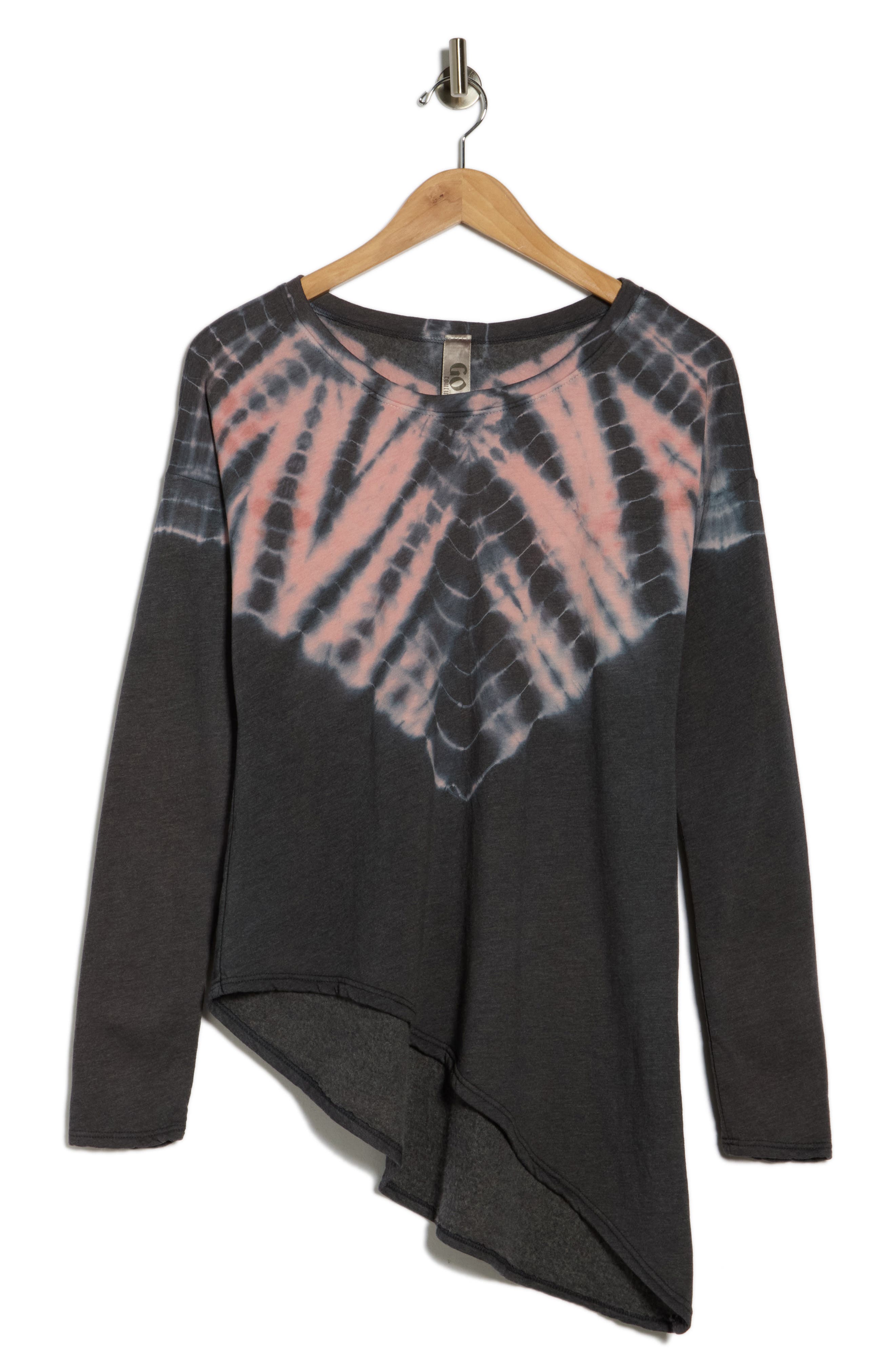 GO COUTURE Tie Dye Asymmetrical High-Low Hem Sweater
