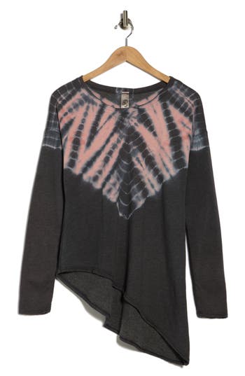 Go Couture Tie Dye Asymmetrical High-low Hem Sweater In Multi