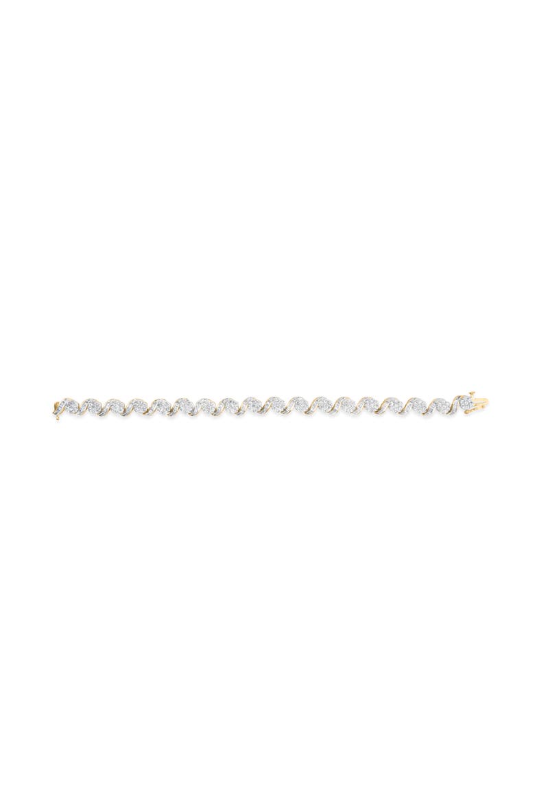 10k Yellow Gold 5.00 Cttw and Baguette-Cut Diamond Floral Link 7.25" Bracelet, Alternate, color, Yellow