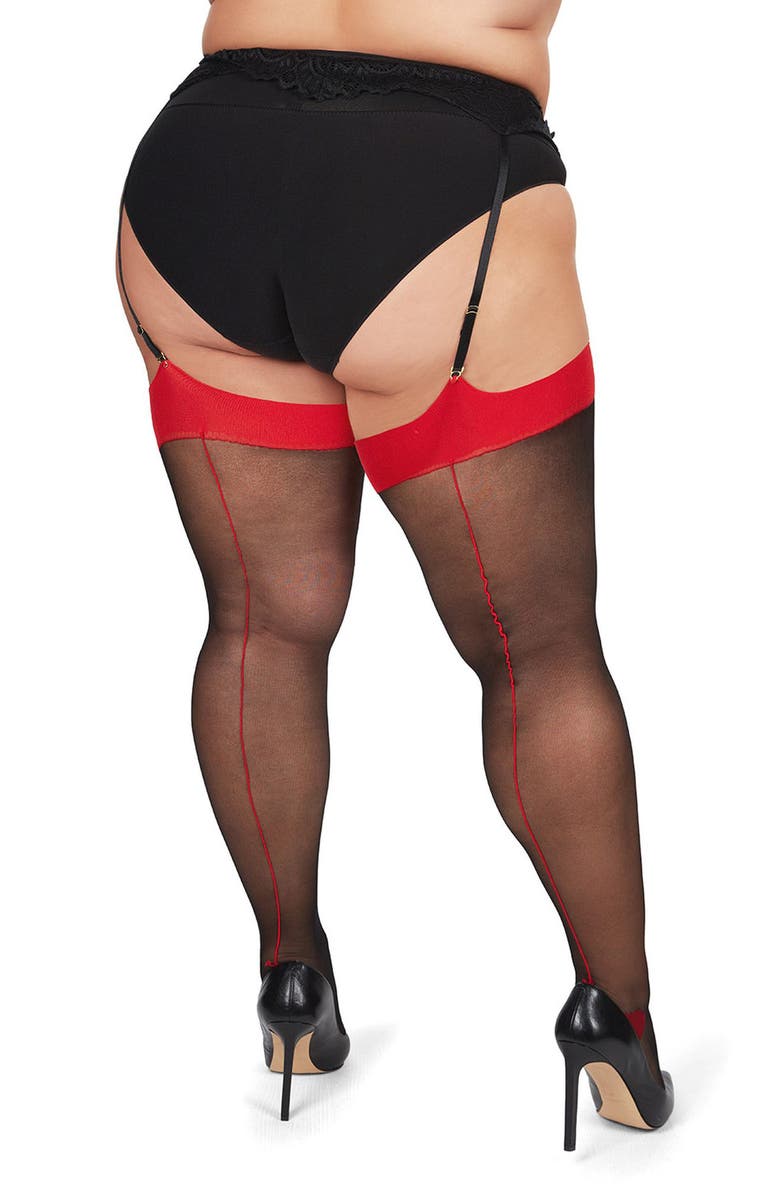 MeMoi Curvy Seamed Thigh High Stockings, Alternate, color,