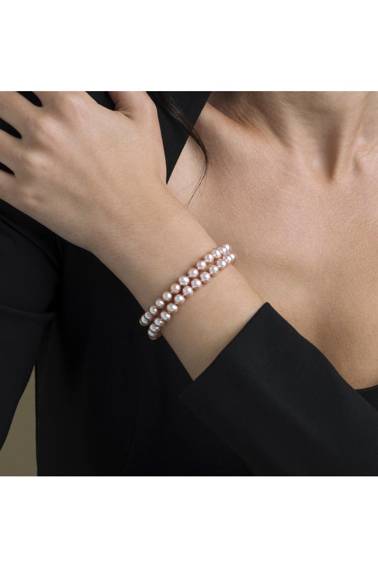 6.5-7mm Pink Freshwater Double Pearl Bracelet - AAA Quality, Alternate, color, Sterling Silver Clasp