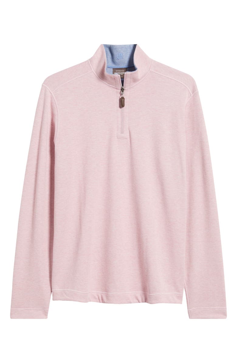 Johnston & Murphy Icon Reversible Cotton Blend Quarter Zip Pullover, Alternate, color, Pink/ Light Blue