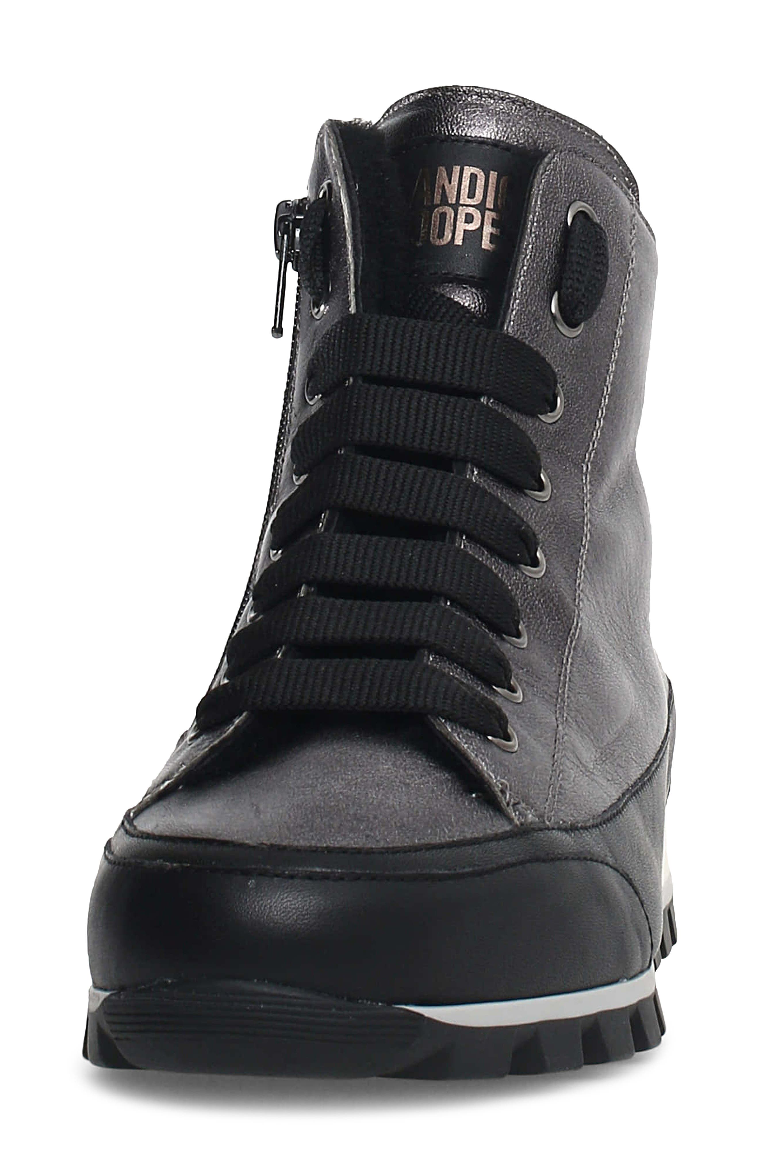 Candice Cooper Janis Genuine Shearling Sneaker, Alternate, color, Metallic Black