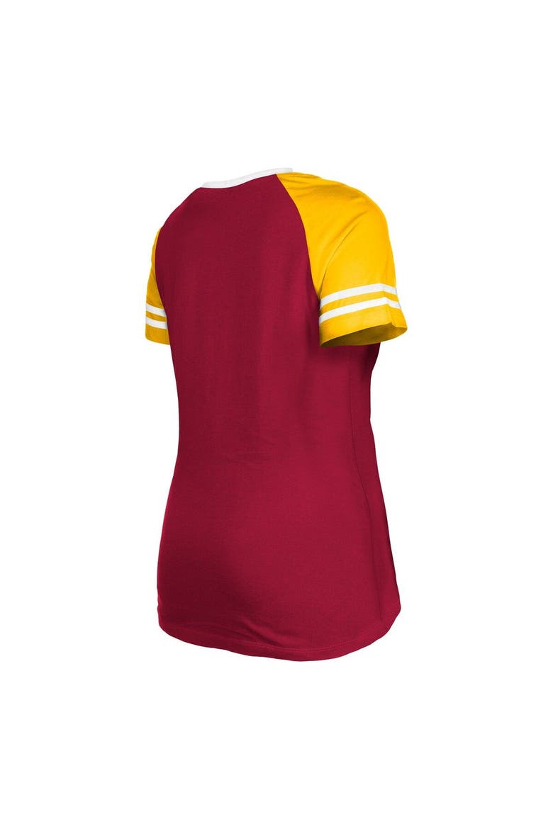 Women's New Era  Burgundy Washington Commanders Raglan Lace-Up T-Shirt, Alternate, color, Burgundy