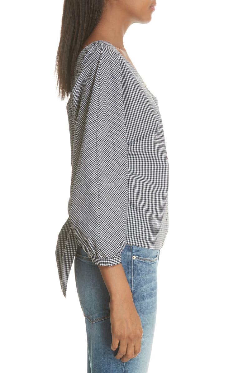 FRAME Gingham Tie Back Off the Shoulder Top, Alternate, color, 