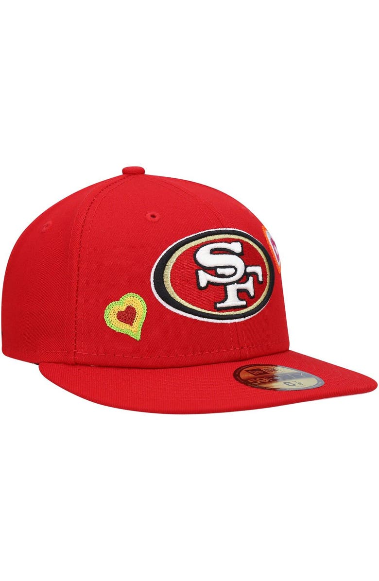 New Era Men's New Era Scarlet San Francisco 49ers Chain Stitch Heart 59FIFTY Fitted Hat, Alternate, color, 