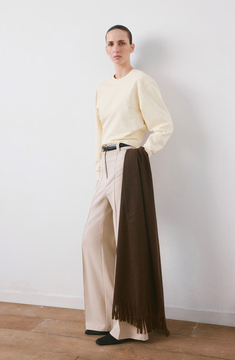 MANGO Crewneck Cotton Sweatshirt, Alternate, color, Pastel Yellow