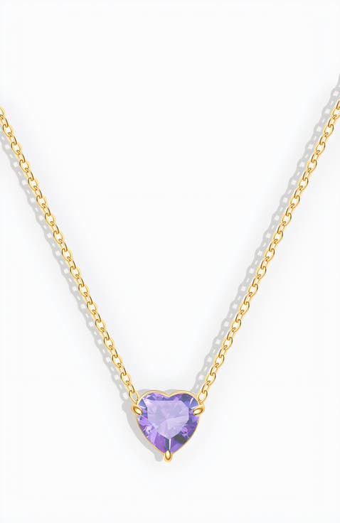 Dainty Birthstone Heart Necklace