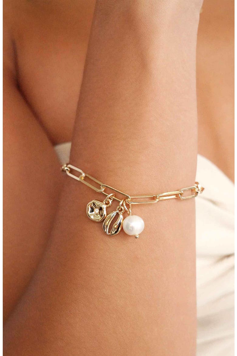 Golden Shore Charm Bracelet, Alternate, color, GOLD