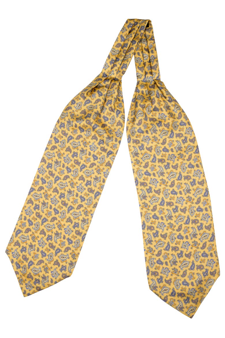Sondrio - Silk Ascot Cravat Tie for Men, Alternate, color, Yellow