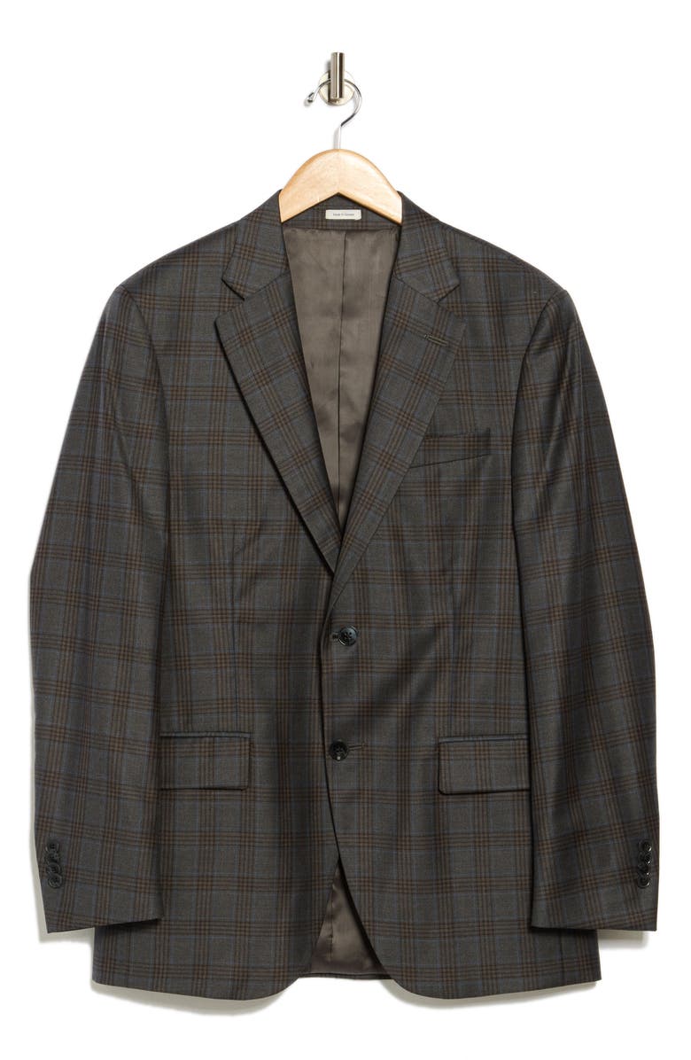 Peter Millar Plaid Wool Sport Coat, Alternate, color, Charcoal